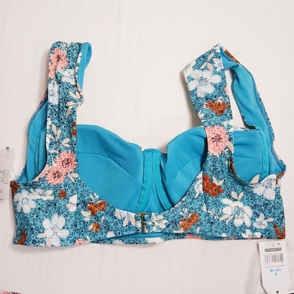 Time and Tru Floral Blue and Pink Swim Set Women's Size Bottoms L TOP 1X - Picture 5 of 12